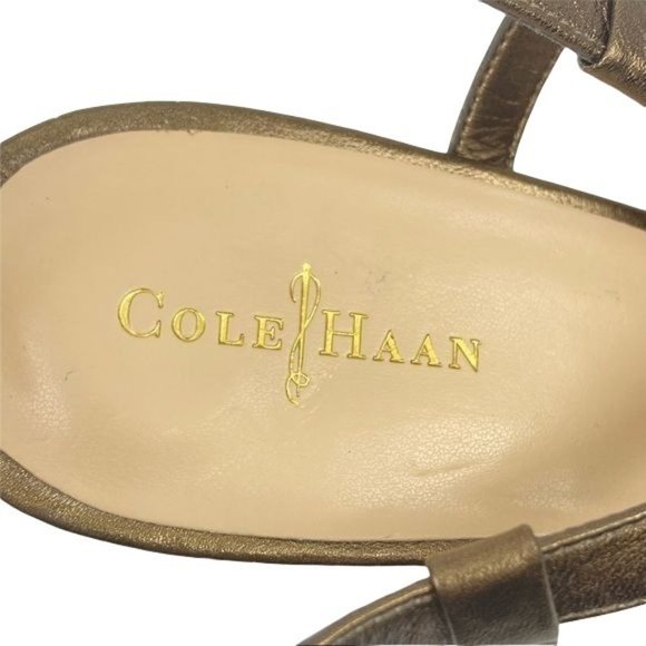 Cole Haan Gold Strappy Heeled Sandals 9B - Picture 7 of 11